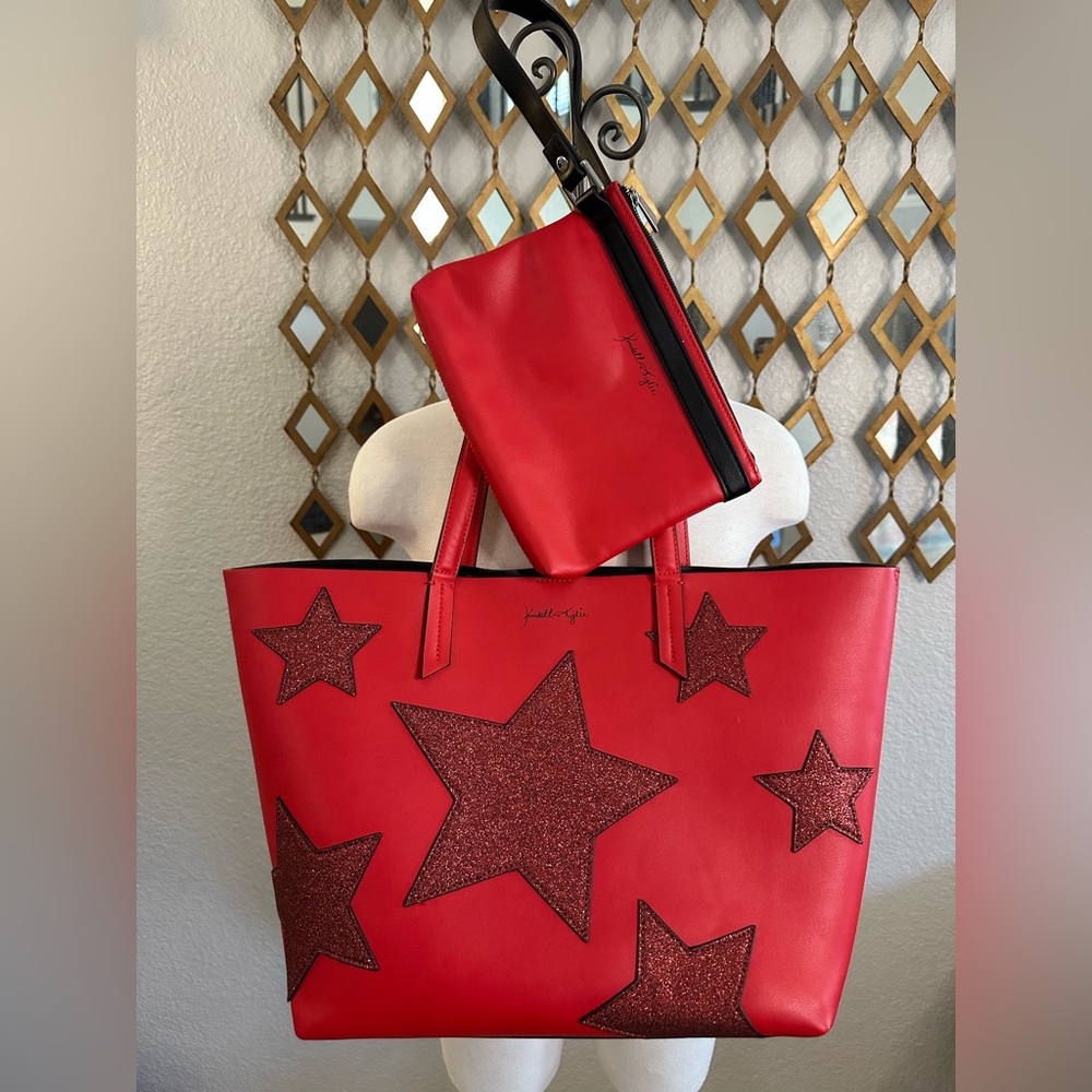 Kendall & Kylie Red Star Tote with Pouch